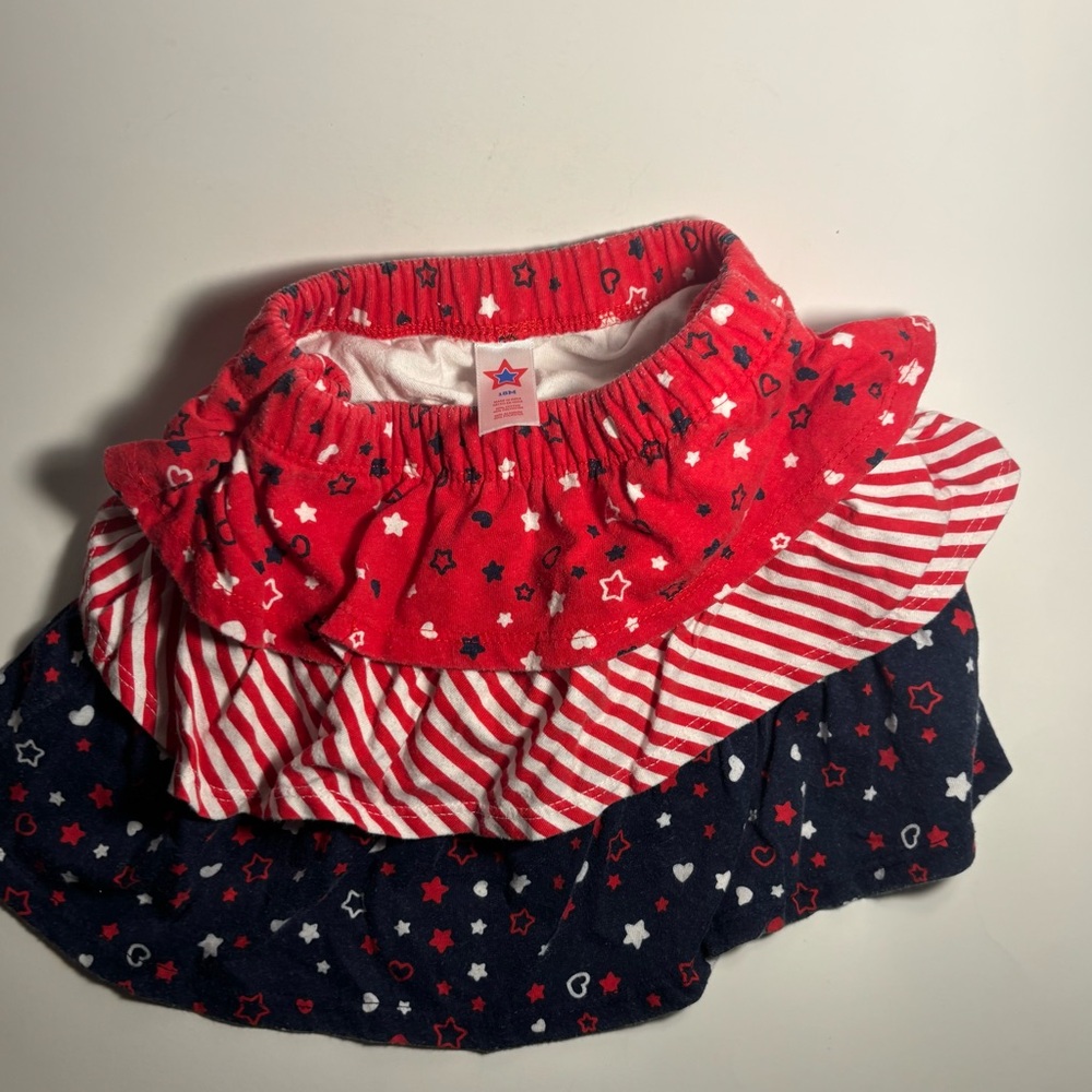 Red, White & Blue Tiered Stars and Stripes Skirt - Kids